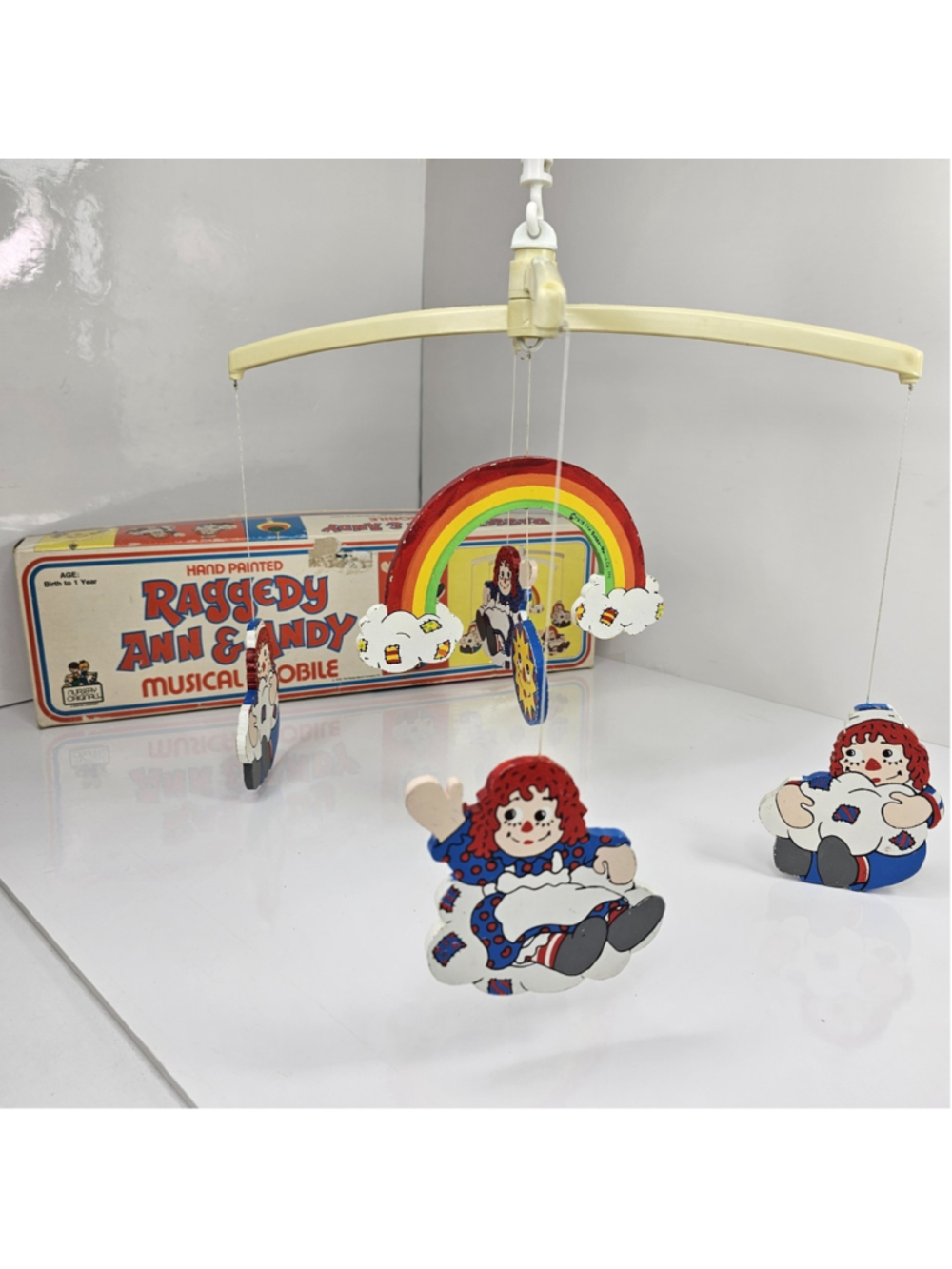 1978 Vintage Raggedy Ann & Andy Musical Mobile Nursery Originals Works w/ Box